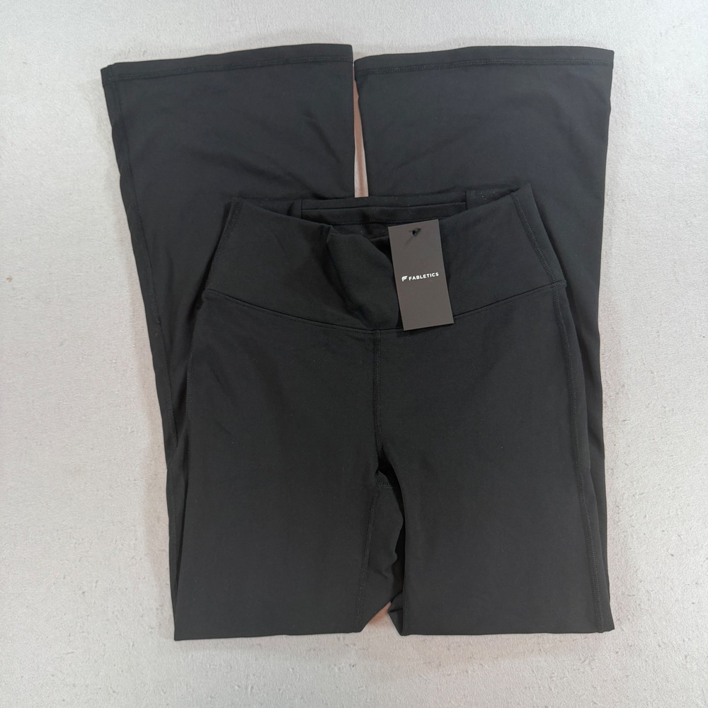 Fabletics PowerHold Flare Leggings Black Lattice Back NWT M PT2500551-S696